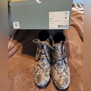 TOMS Black Multi Faux Snake Ankle Boots